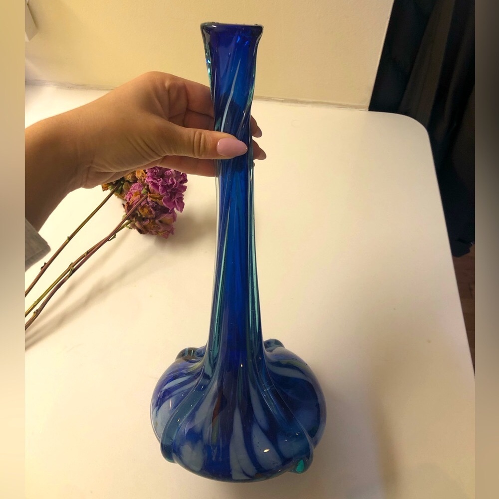 Hand blown glass vase. Perfect vintage condition.